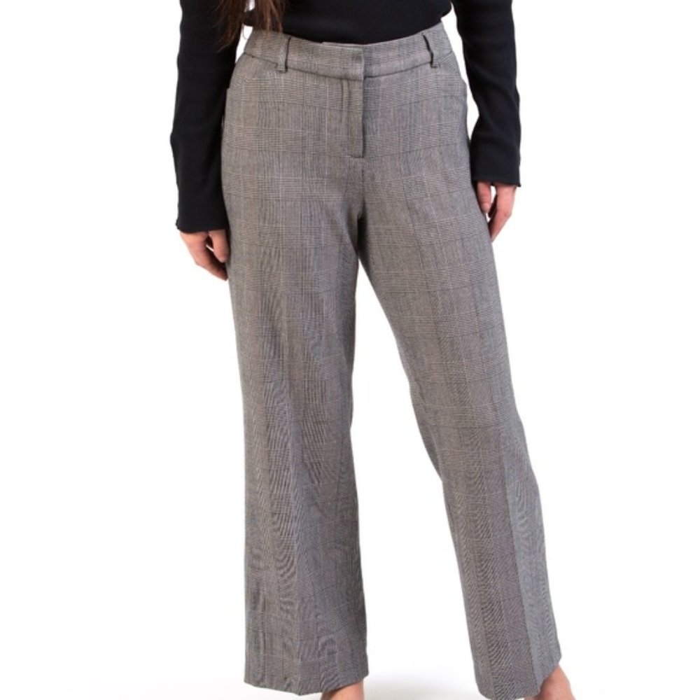 Dalia Collection Classic Fit Plaid Trousers